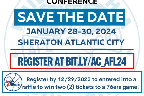 2024 AC Flyer with Philly AFL-CIO logo in the background