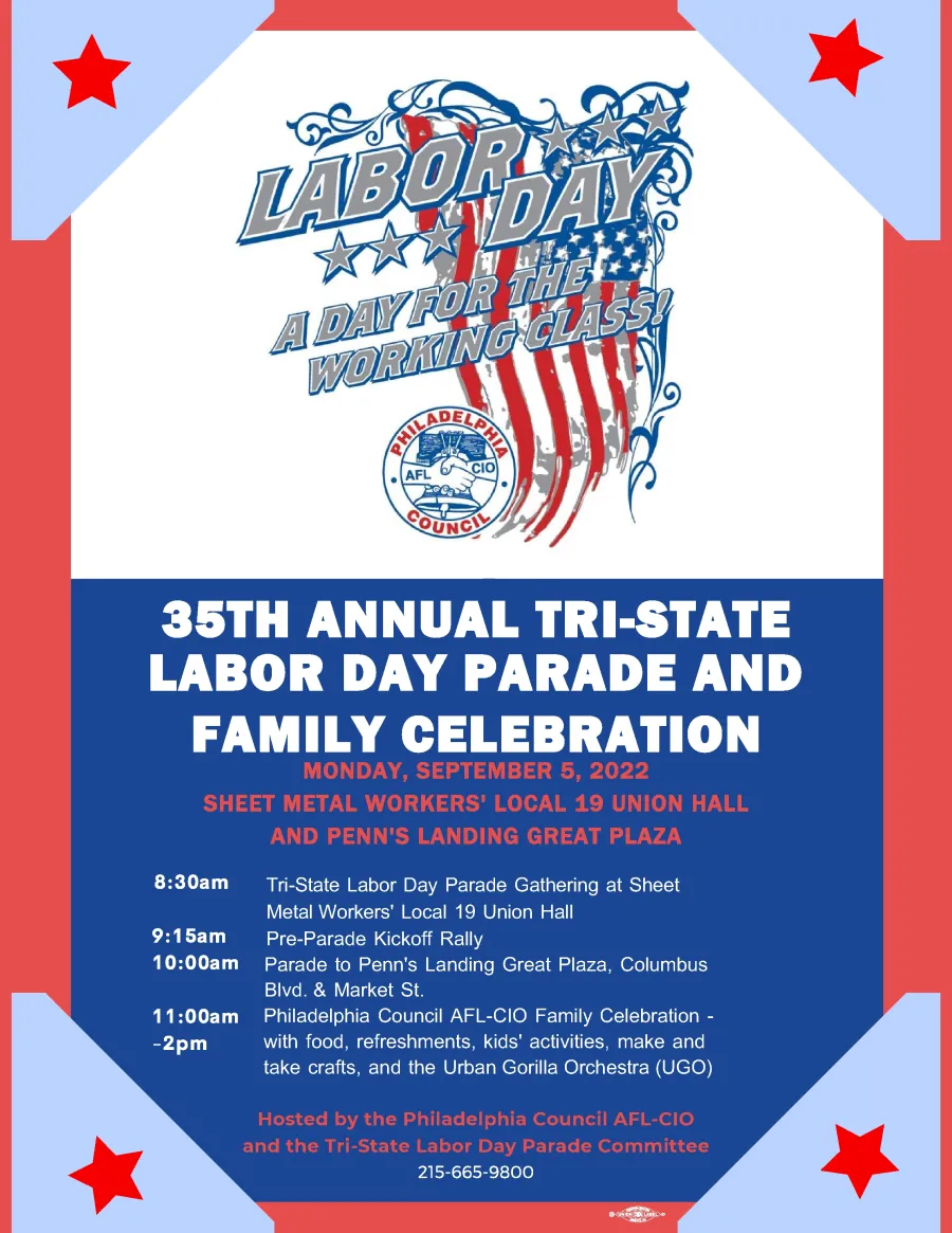 Labor Day 2022 flyer with red, white and blue colors