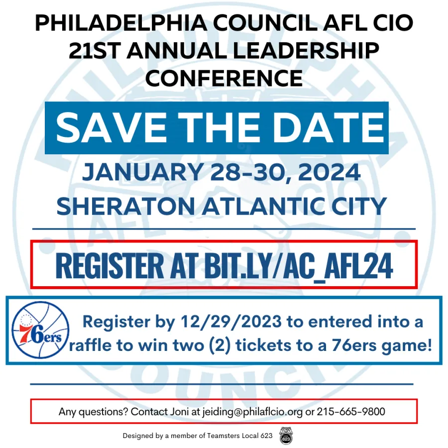 2024 AC Flyer with Philly AFL-CIO logo in the background